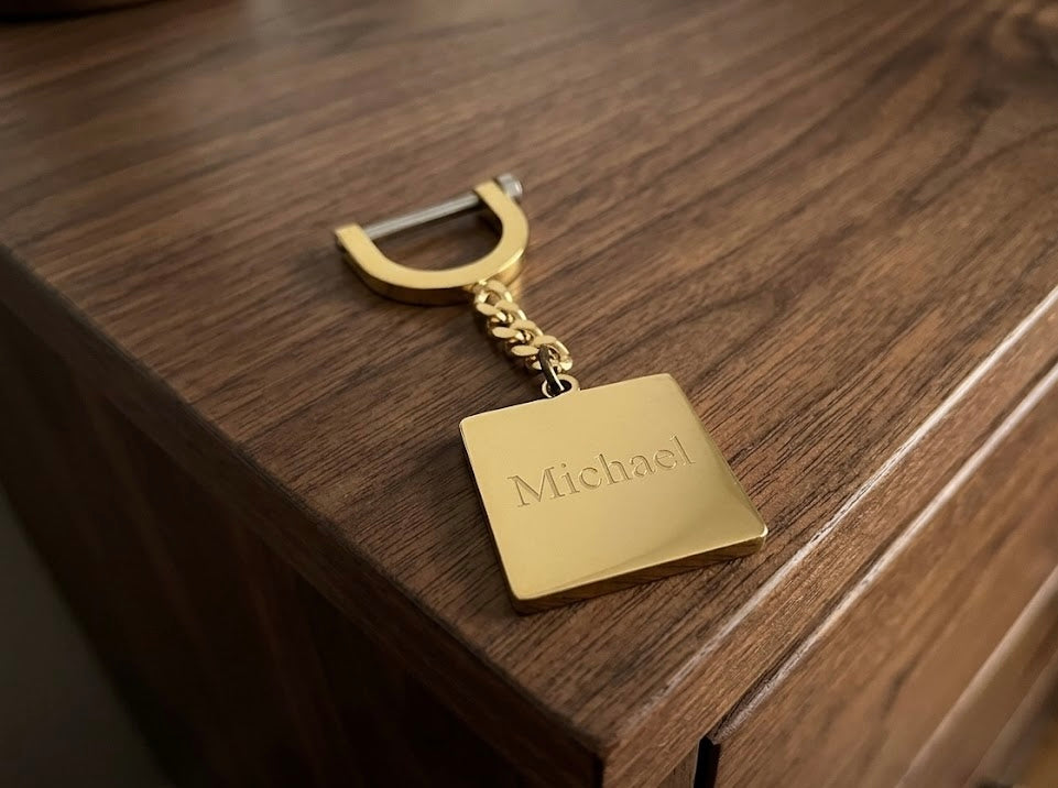 Square Gold Plated Keyring
