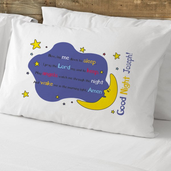 Personalized Child’s pillow case with a goodnight prayer imprinted.