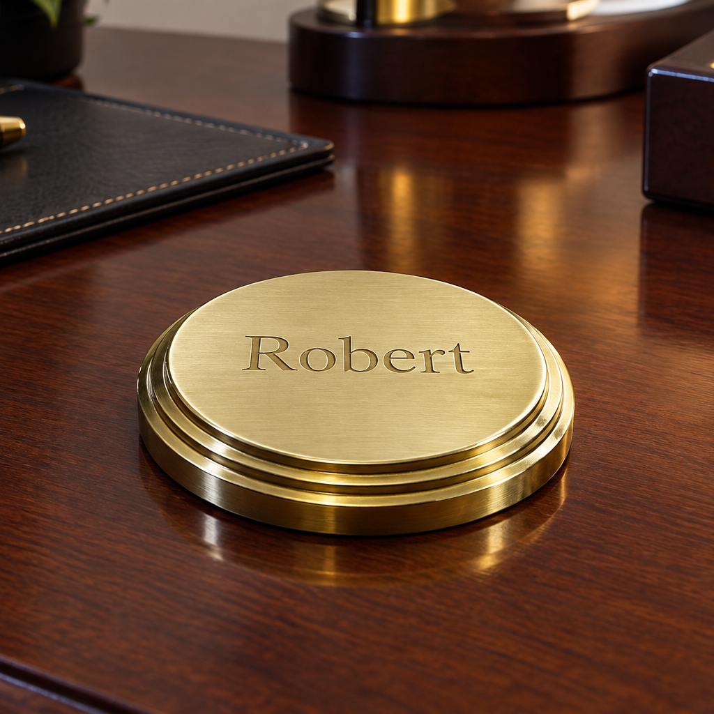 Personalized Brass Oval Paperweight