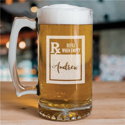 Engraved Prescription Rx Beer Mug