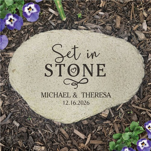 Personalized Set In Stone Flat Garden Stone for Wedding Gift